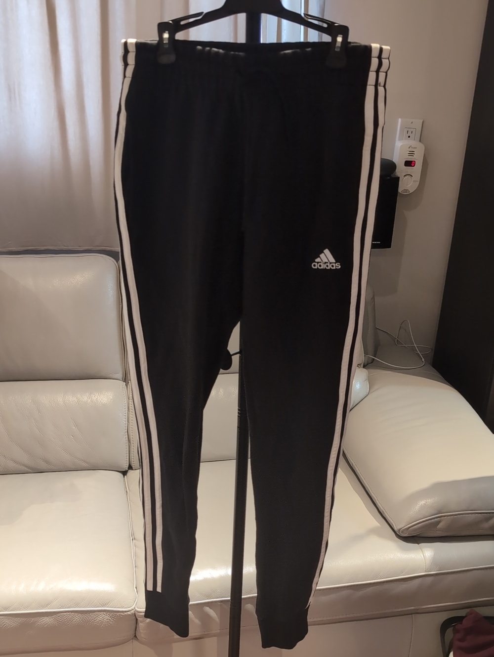 adidas Black Joggers with White Side Stripes